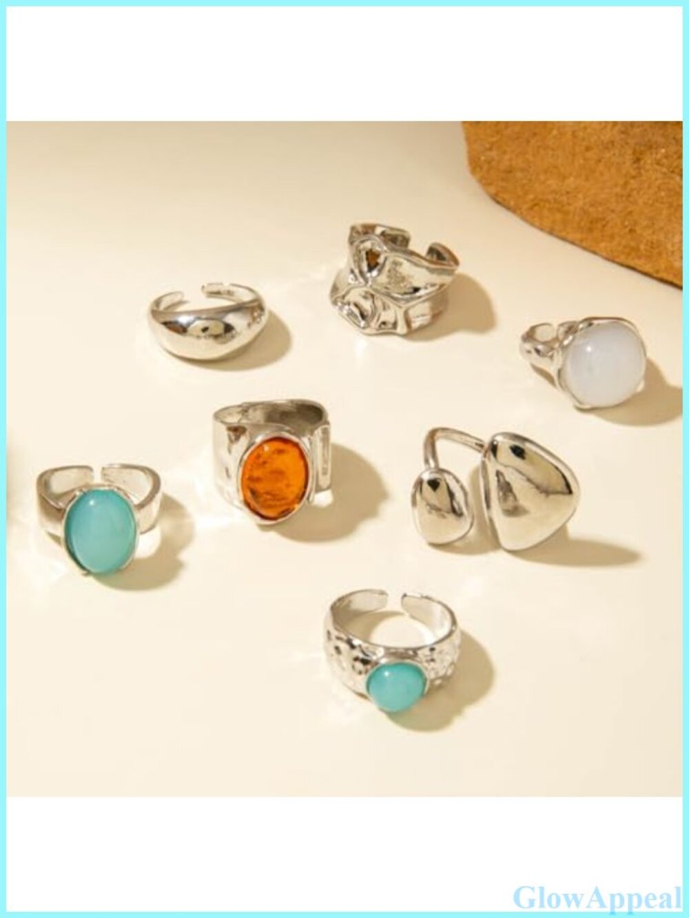 Chunky Stackable Statement Rings Set Crystal Flower Pearl Open Finger Rings - Picture 5 of 6